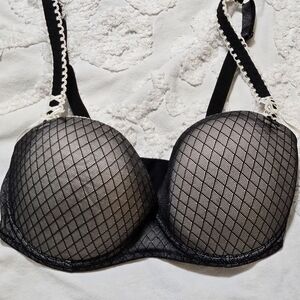 Stunning Black Mesh & Lace Whimsigoth Balconette Bra - Size 36D Coquette